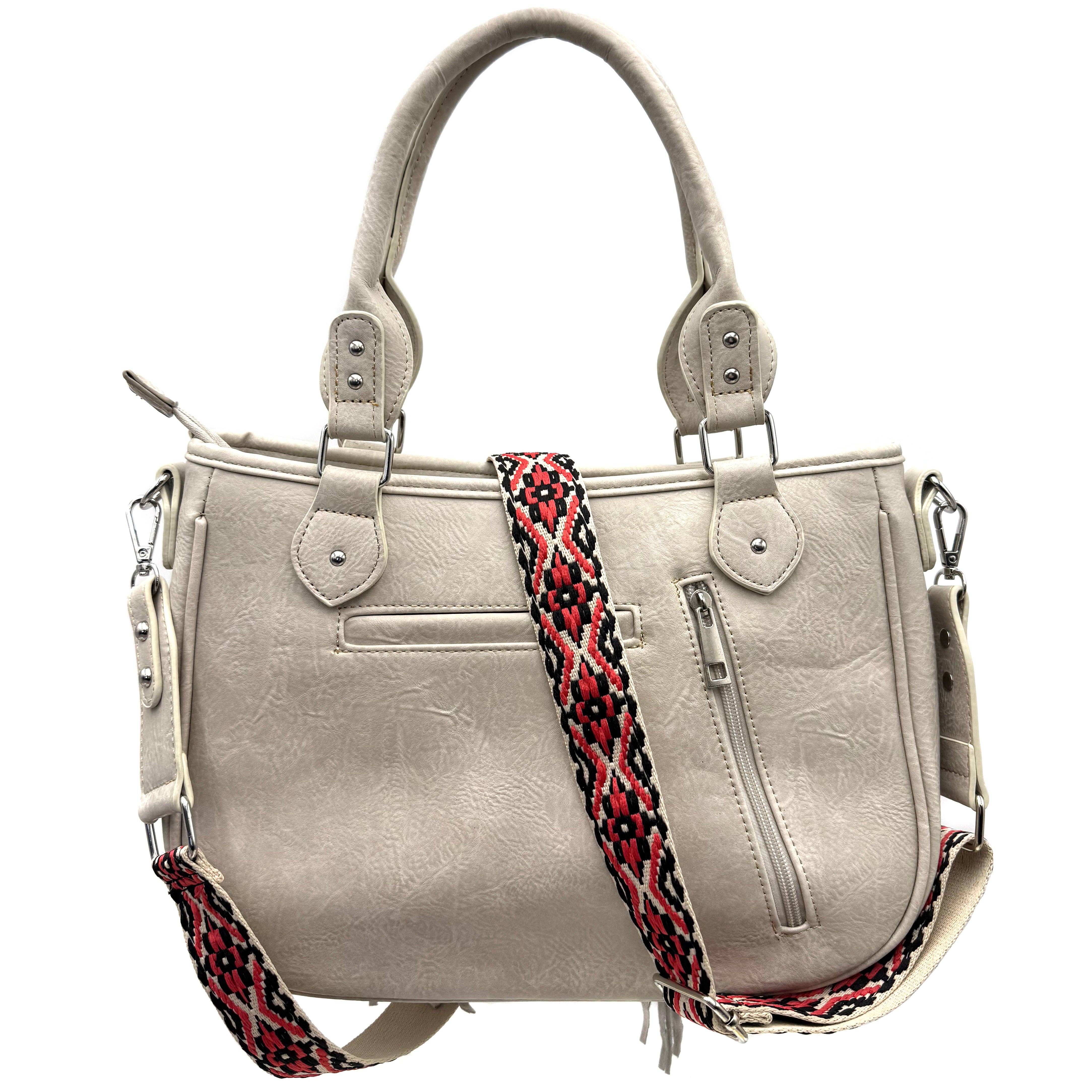 Lunar Deer – Engroshandel Skuldertaske – til kvinder – Aztekisk stammeprint frynse vestlig håndtaske pung10