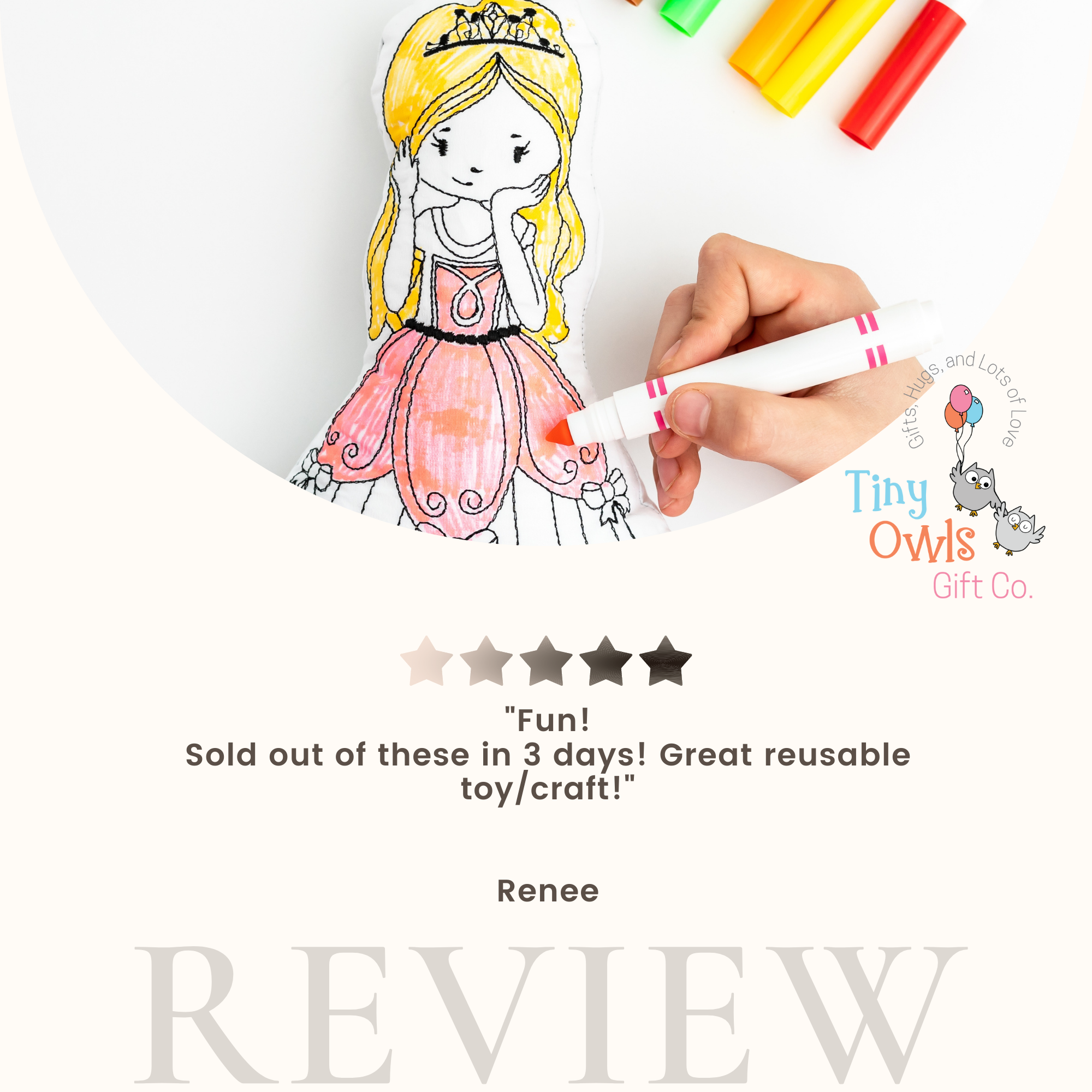 Tiny Owls Gift Co. - Wholesale Coloring & Activity Book - Kids & Baby - Princess Reusable Coloring Doll for Kids4