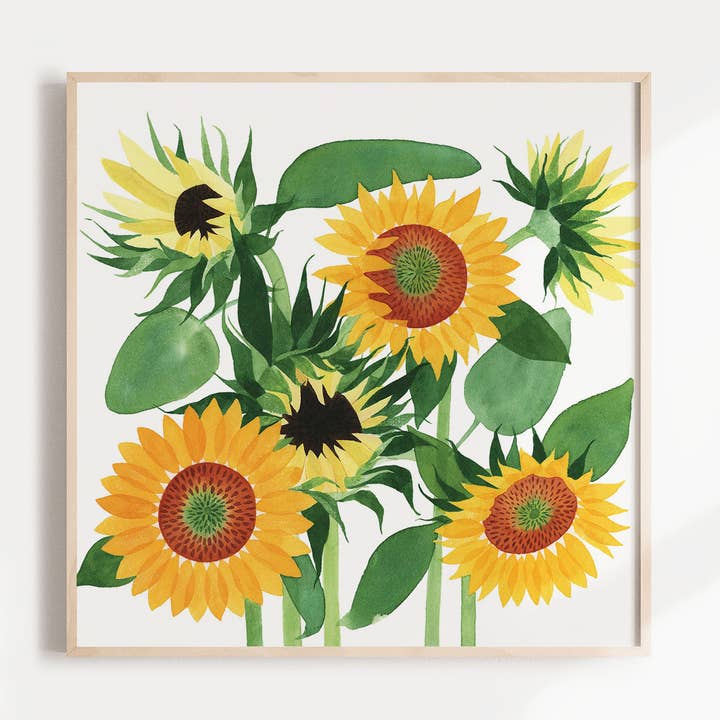 8'' x 8'' Sunflowers Art Print for wholesale by May We Fly