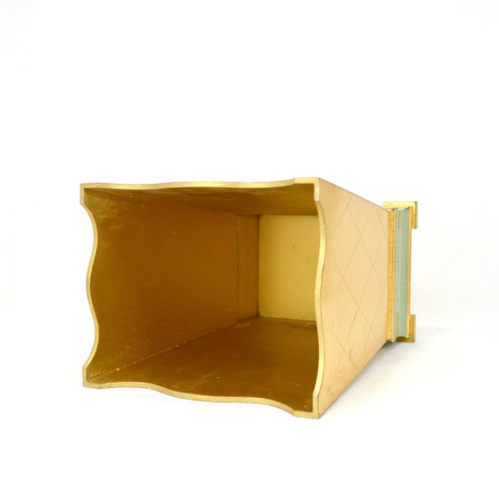 Via Graceffo - Vente Poubelles/Corbeilles - Corbeille à papier en bois sculpté florentin, vert basilic et or, fabriquée en Italie6