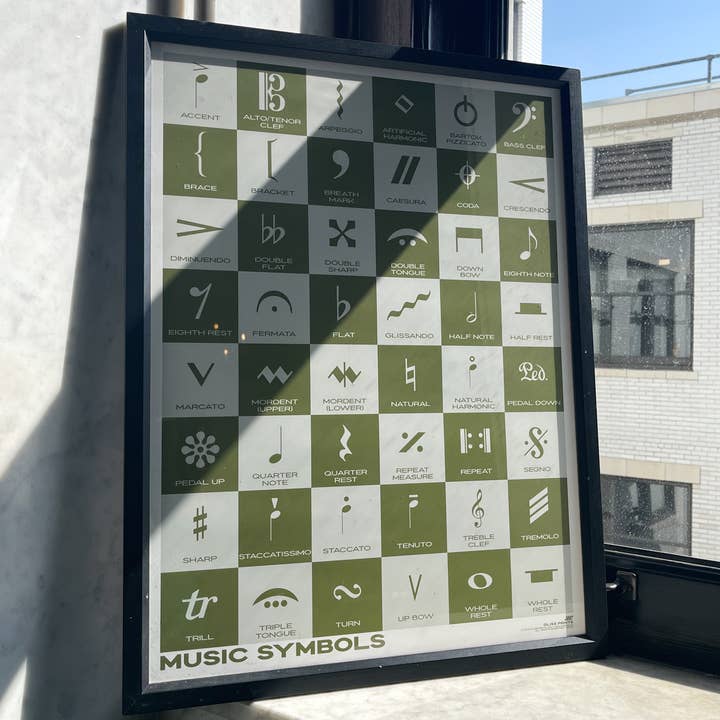 Music Symbols Checkered Design Art Print for wholesale by Gliss Prints