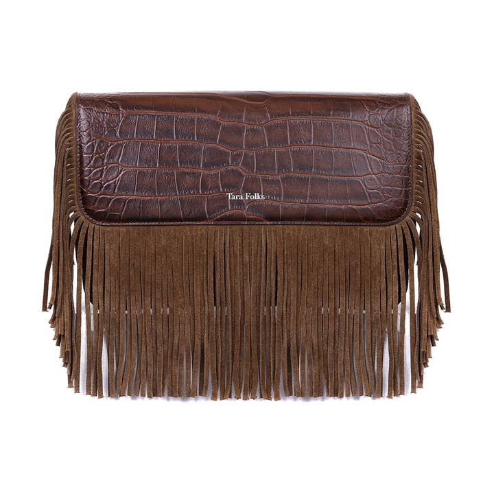 Bonnie Croco Effect Brun Læder Crossbody for engroshandel hos Tara Folks