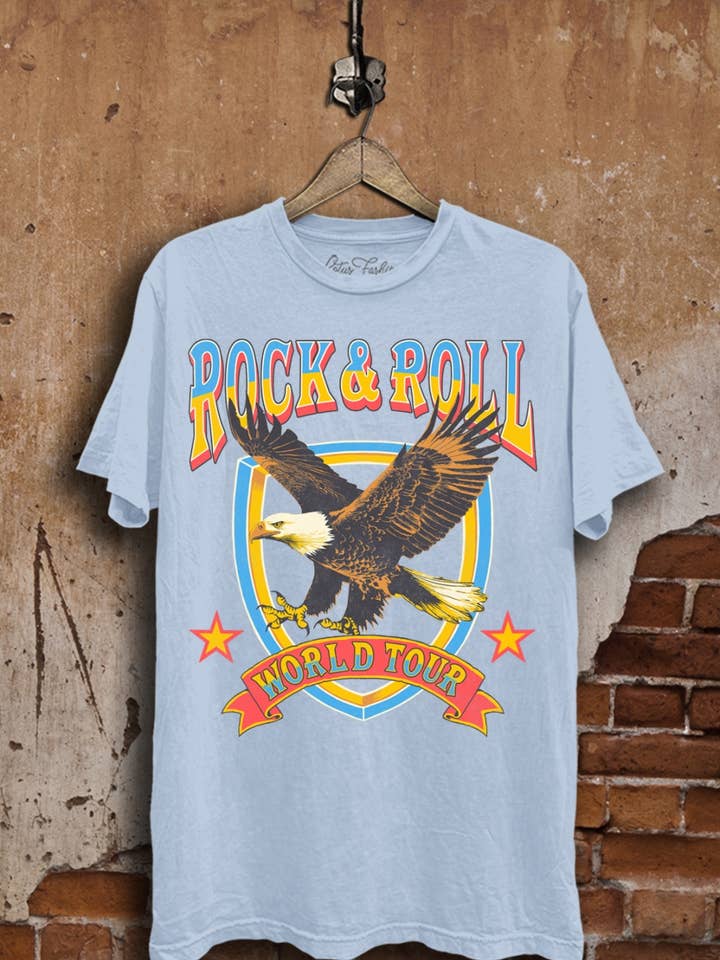 Rock and Roll World Tour Eagle Graphic Top for wholesale by Lotus Fashion Collection