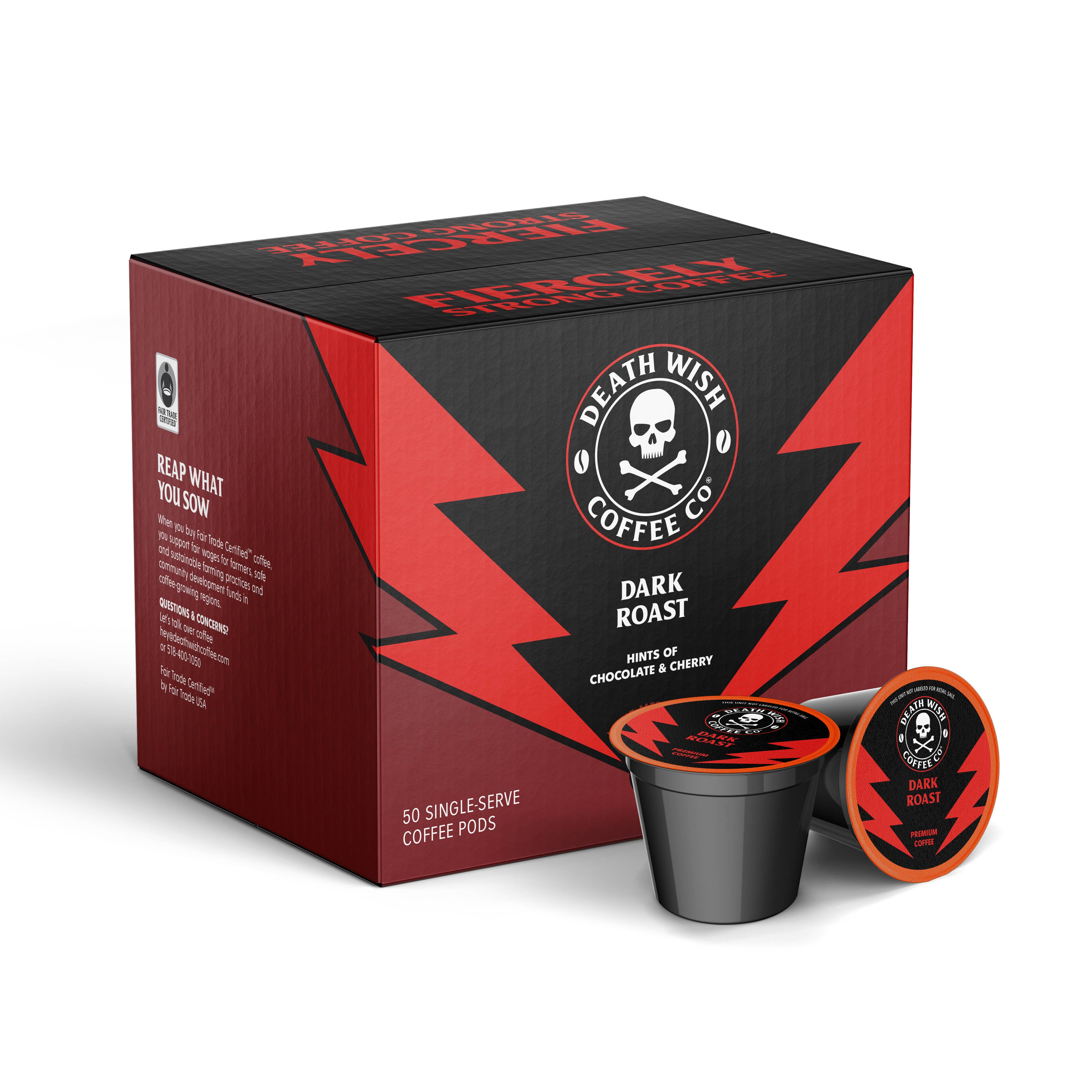 Death Wish Coffee - Wholesale Coffee Pods - Dark Roast Death Cups - 50 Cups