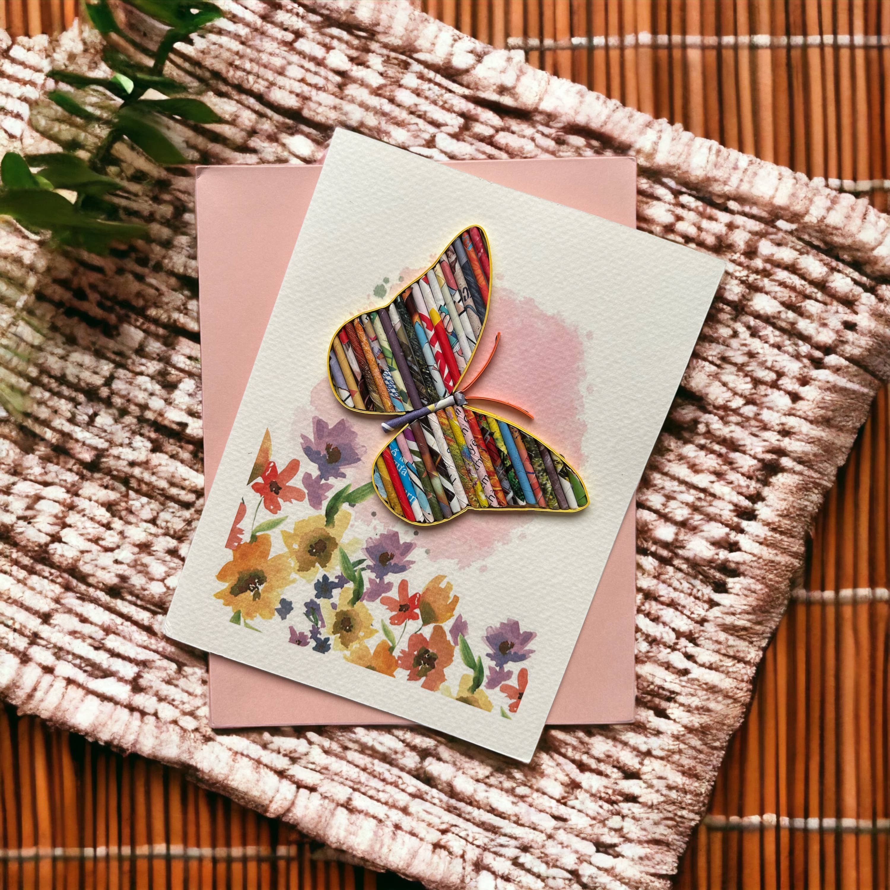 Loving Nature - Wholesale Gewone wenskaart - Upcycled handgemaakte kaart - gemaakt door kansarme ambachtslieden8