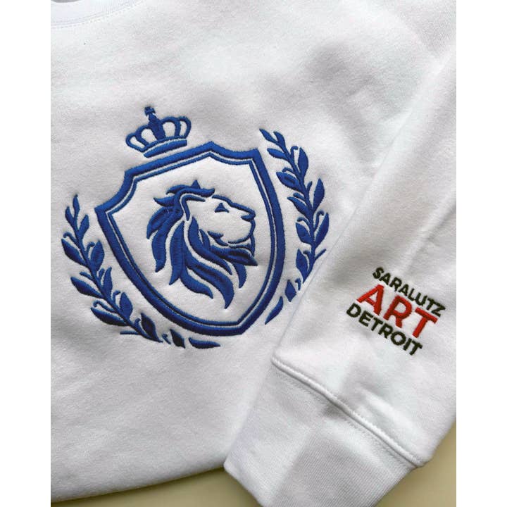 Embroidered Lions Crest Sweatshirt for wholesale by Sara Lutz Art