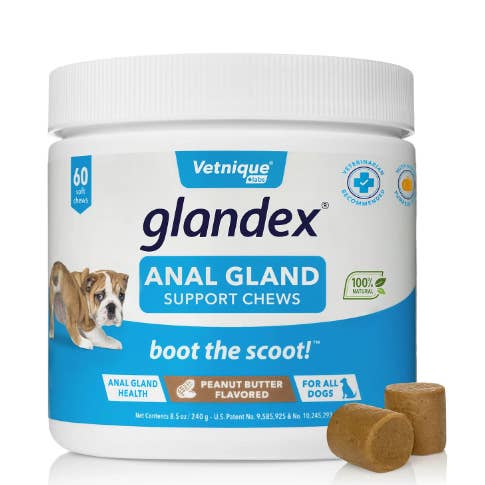 Glandex Anal Gland Support Soft Chews Peanut Butter 60ct for wholesale by Pet Palette Distribution
