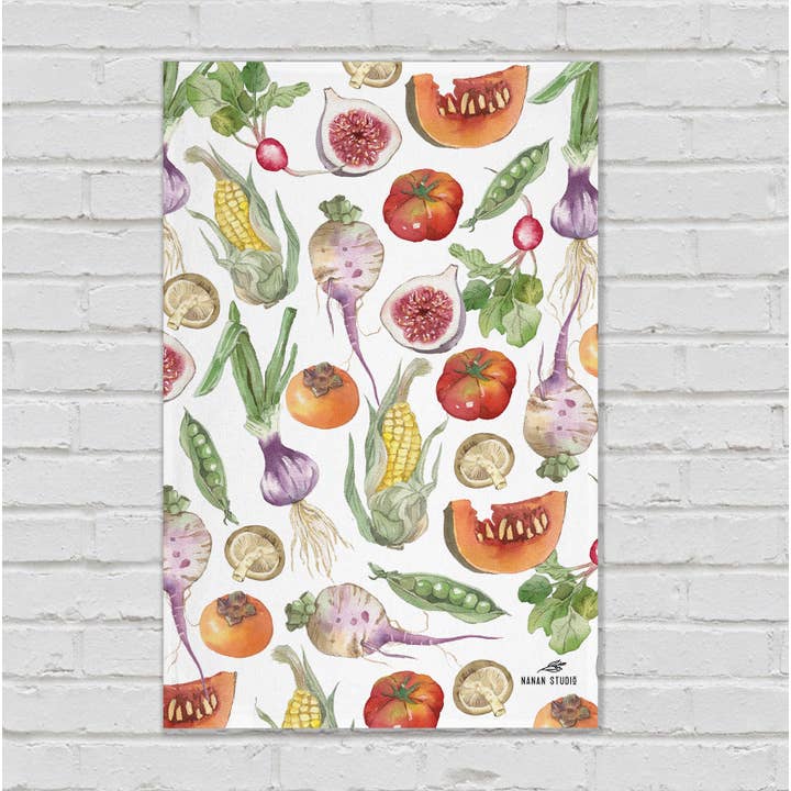 Cotton Tea Towel | Vegetables for wholesale by NananStudio