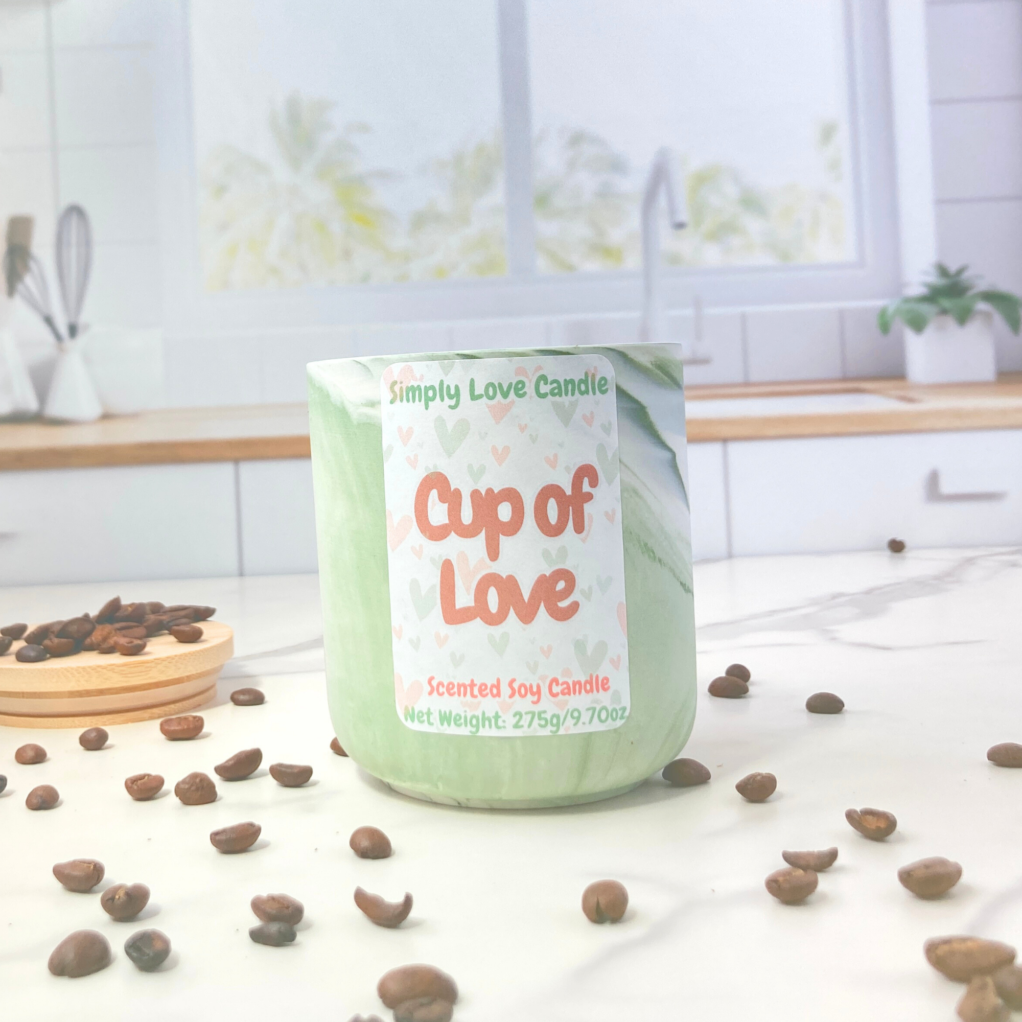 Simply Love Candle - Wholesale Jar/Filled Candle - Coffee Scented 10 oz Soy Ceramic Candle 4