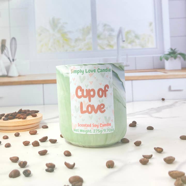 Simply Love Candle - Wholesale Jar/Filled Candle - Coffee Scented 10 oz Soy Ceramic Candle 4