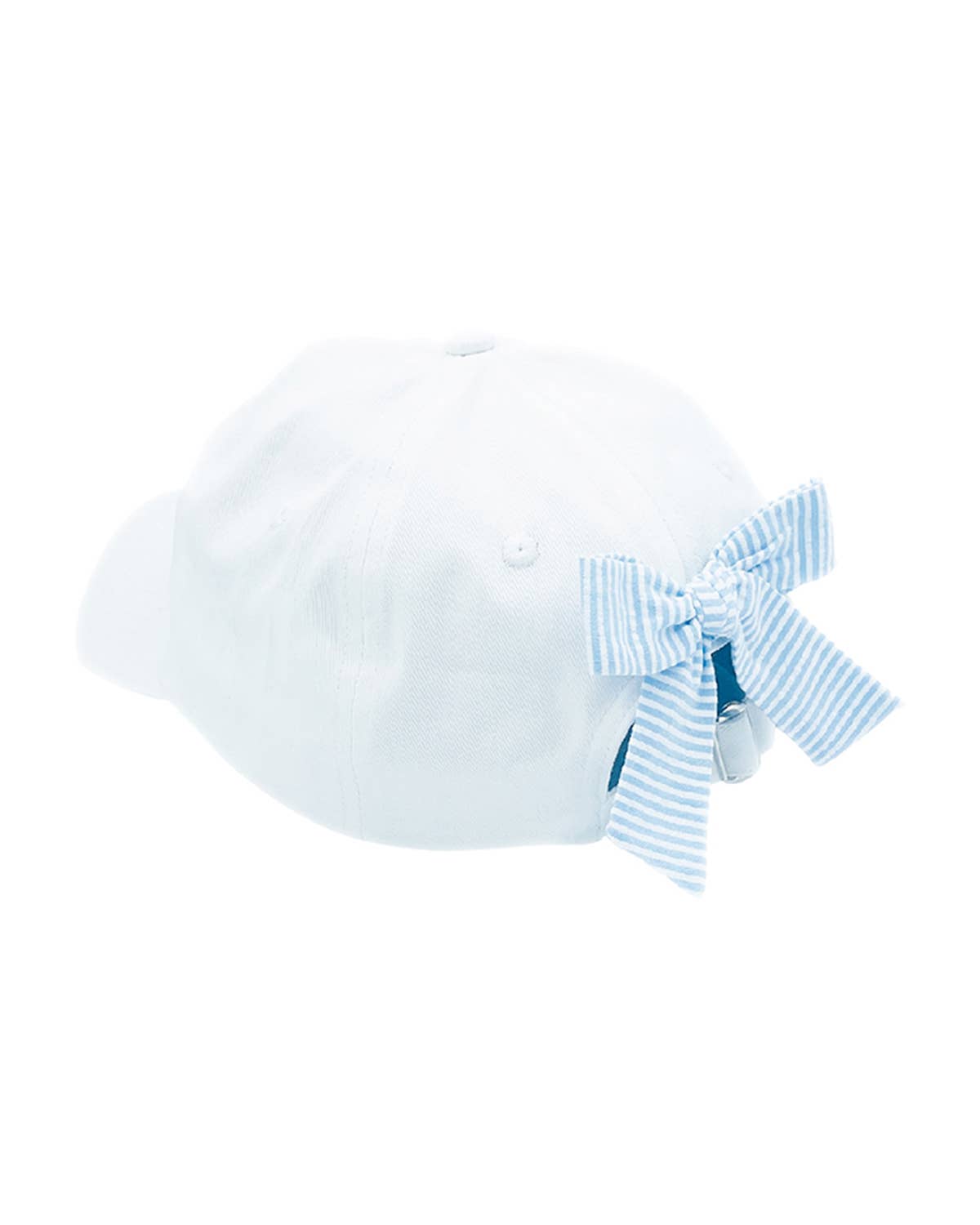 Bits & Bows - Wholesale Baseball Cap - Kids - Bow Baseball Hat in White with Blue Bow (Youth)6