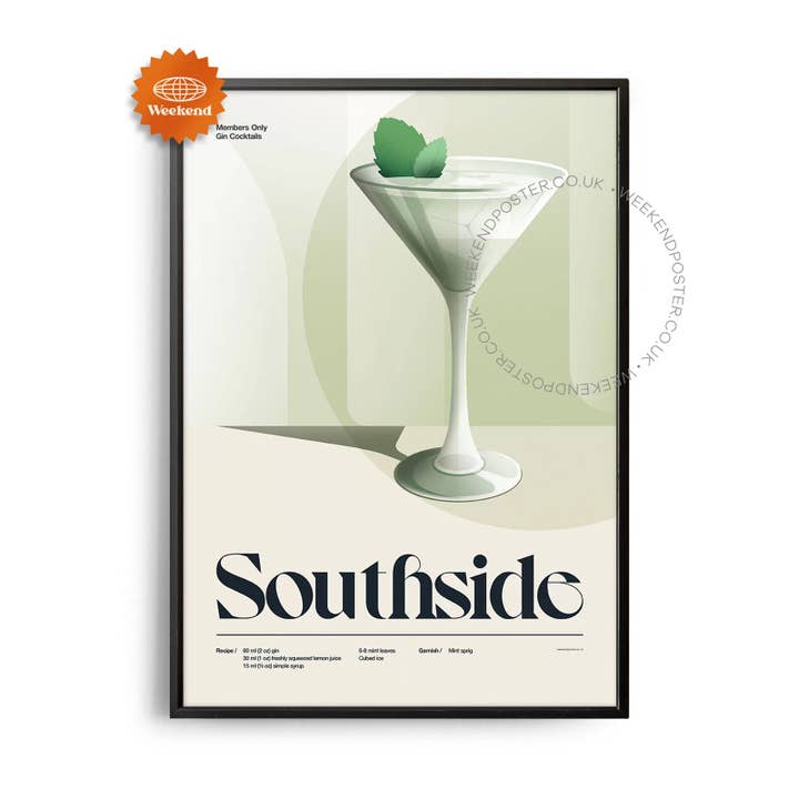 Pôster de Cocktail Retro dos Anos 50 Southside por atacado de Weekend Concept