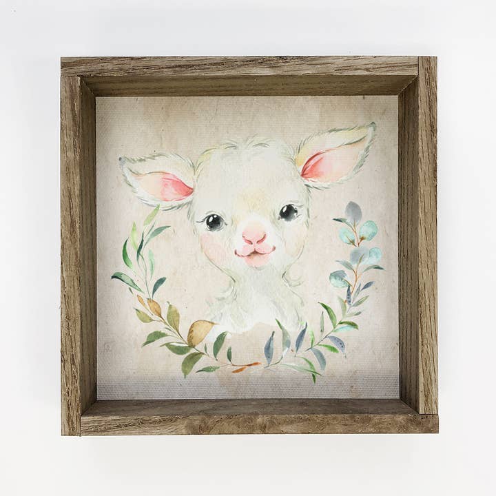Hangout Home - Wholesale Sign - Baby Watercolor Sheep Nursery Small Shelf Decor