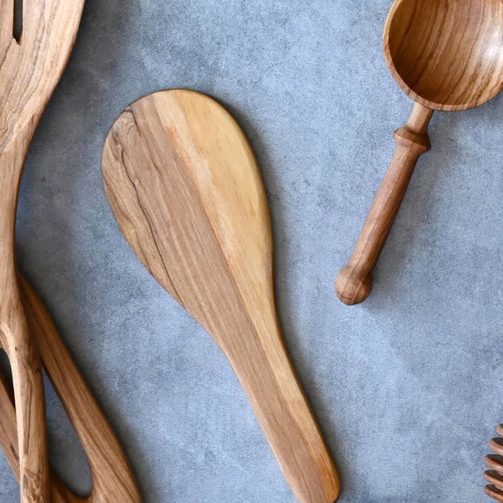 Swahili | AFRICAN MODERN - Wholesale Serving Utensil - Small Wild Olive Wood Rice Paddle1