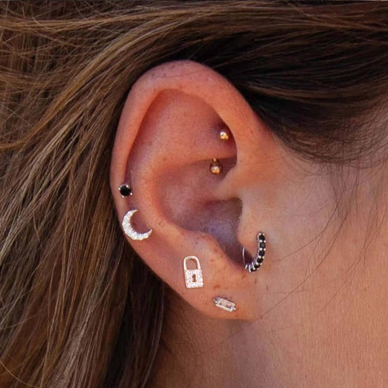 FELIX Z DESIGNS - Wholesale Stud/Post Earrings - 925 Silver Minimalist Lock Stud Earrings2