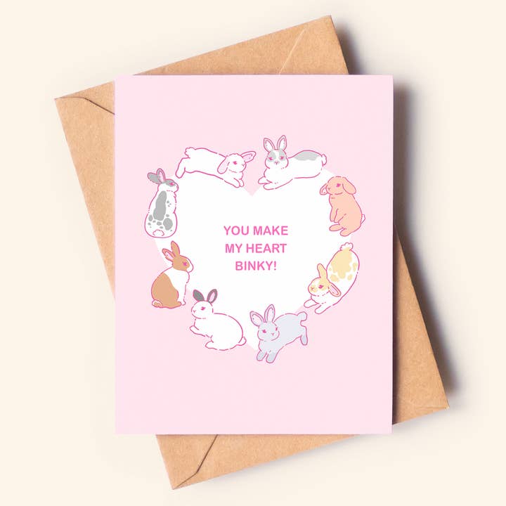 Heart-Shaped Rabbit Greeting Card. Blank Card. for wholesale by The Crowned Rabbit