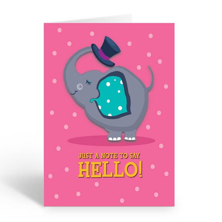 Cheerful Elephant Hello Note Cards with Envelopes for wholesale by Stonehouse Collection