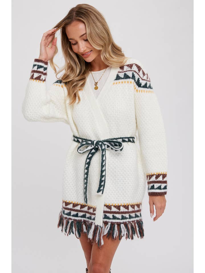 Bluivy – wholesale Cardigan – Women’s – AZTEC PATTERN BELTED CARDIGAN13