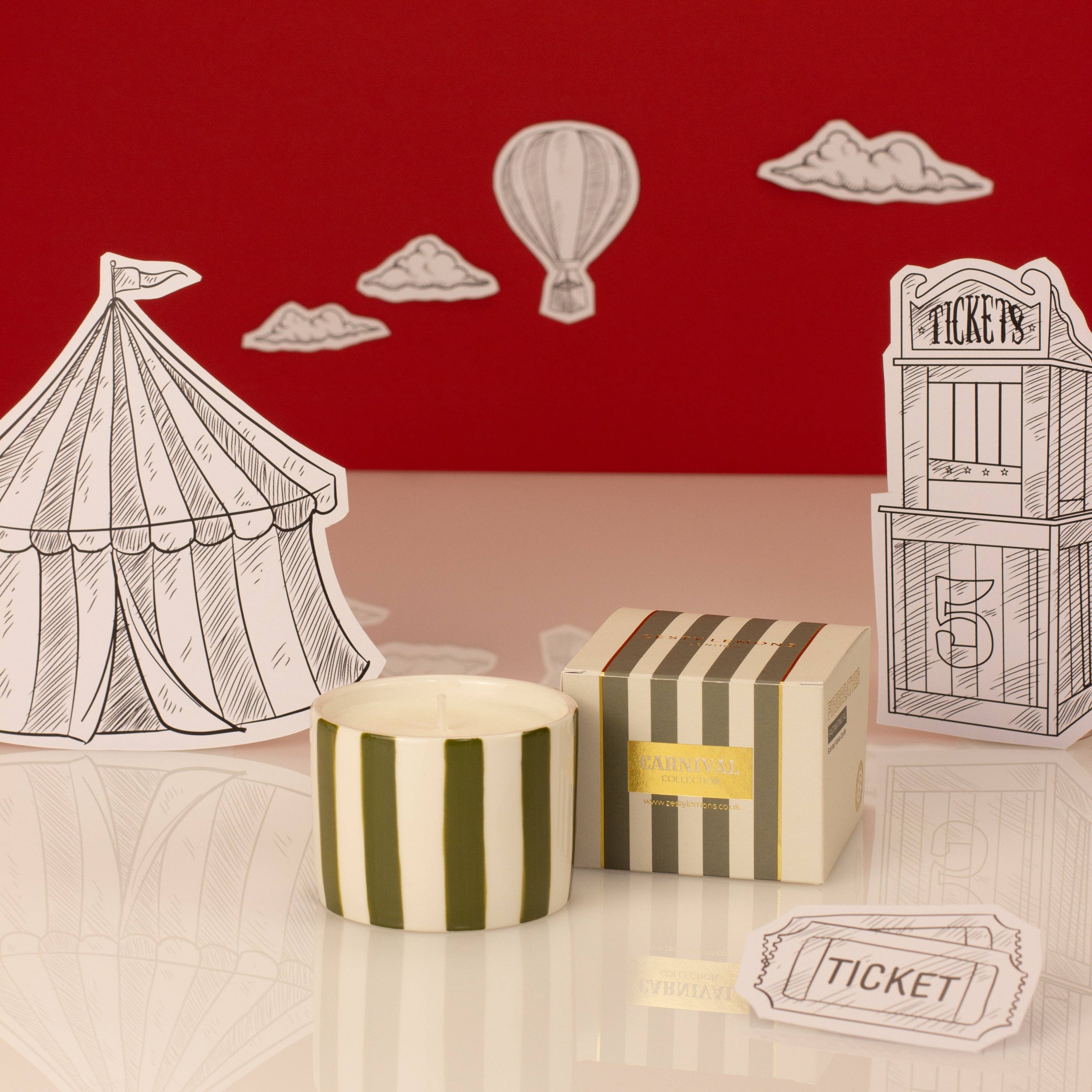 Zesty Lemons – Großhandel Kerze im Glas / gefüllte Kerze – Karneval: Feuerspucker Oliven-Votivkerze - Tomatenblatt1