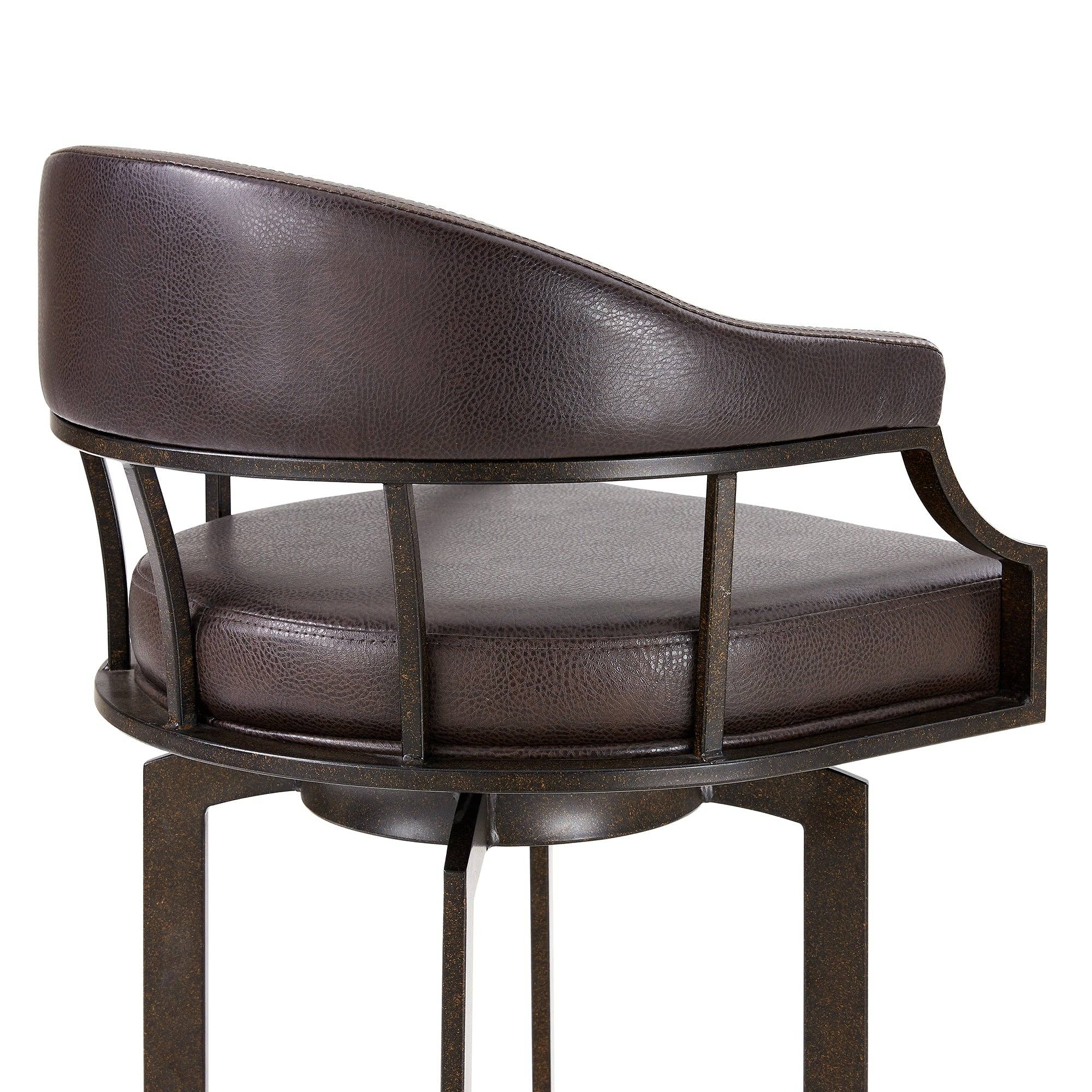 Armen Living - Wholesale Stool - Edy Modern Faux Leather and Metal Swivel Barstool8