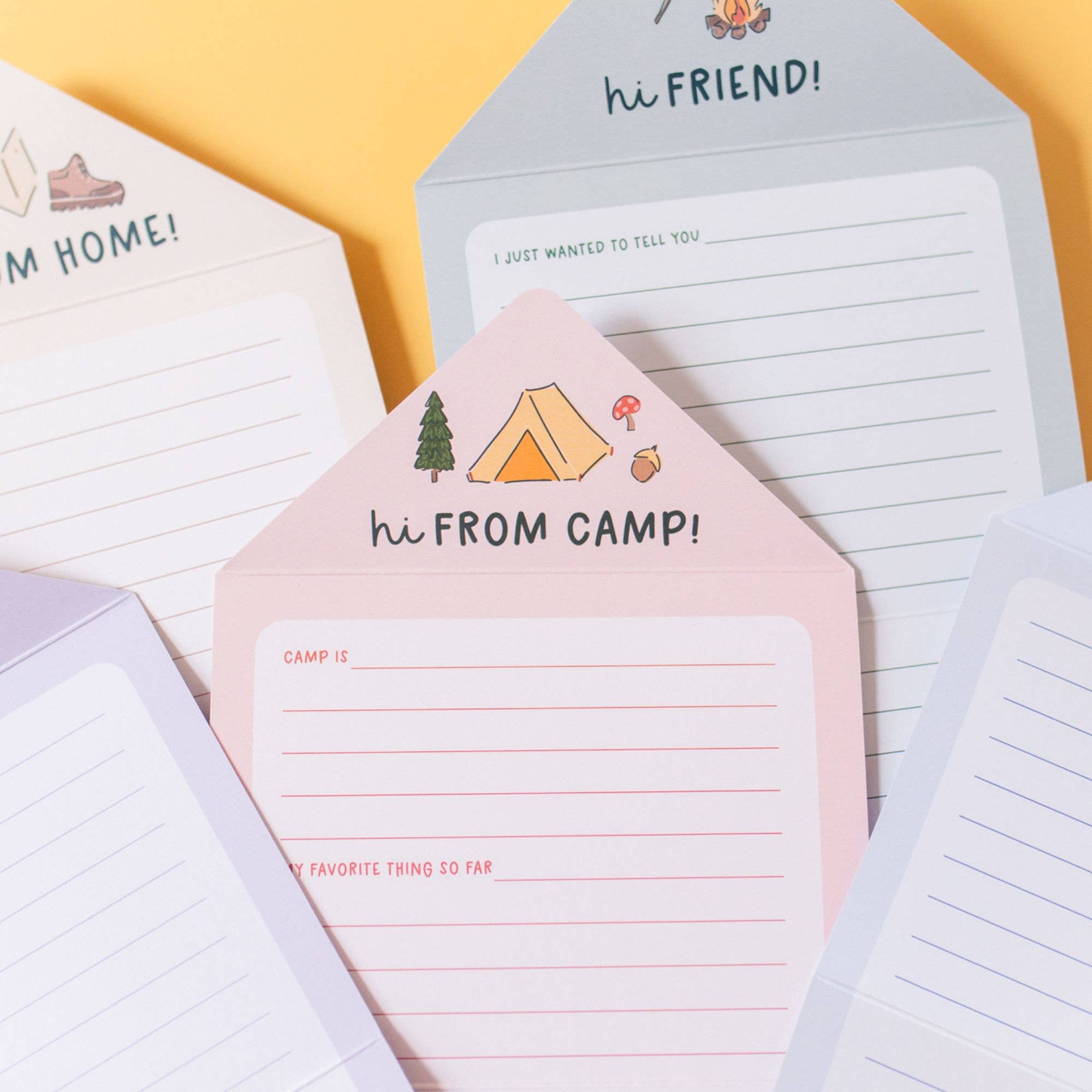 Pippi Post – Engroshandel Brevpapir/sæt med noteskort – Camp Notes sæt med foldede kort og klistermærker8