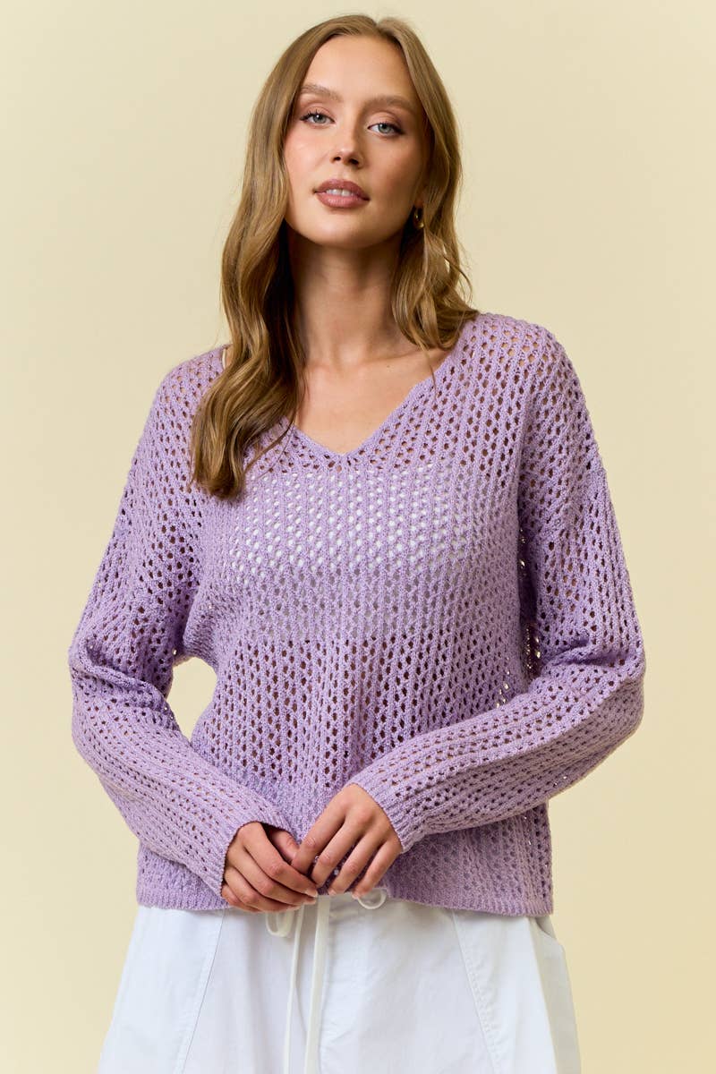 Doe and Rae – Großhandel Strickpullover – Damen – Langärmliges Strickoberteil mit V-Ausschnitt - 45264T20