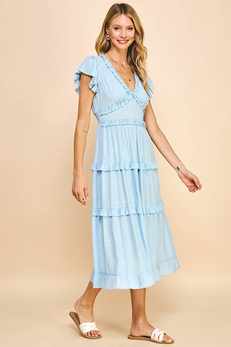 PINCH - Wholesale Dress - Women's - RUFFLED TEA LENGTH DRESS - 3597D27