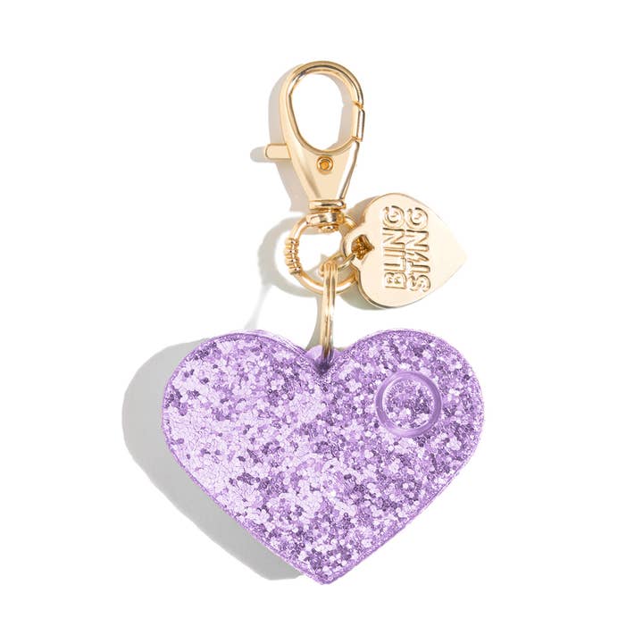 Safety Alarm | Lavender Glitter Heart for wholesale by BLINGSTING