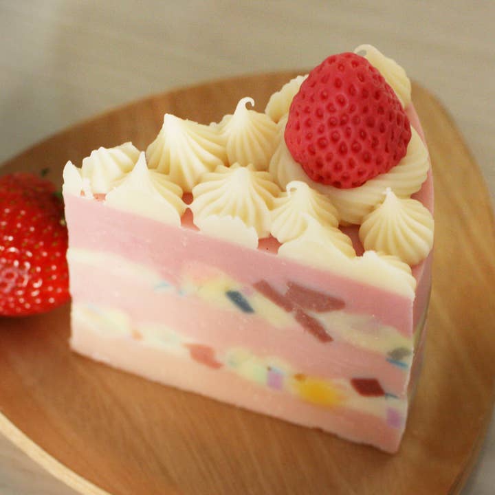 Strawberry Soap Cake for wholesale by One Leaf Soap