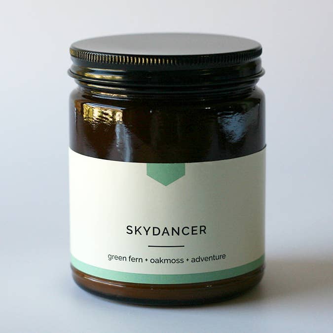 SKYDANCER Amber Jar Soy Candle - Oakmoss + Fern, Hand-Poured (9 oz) for wholesale by Vacant Wheel