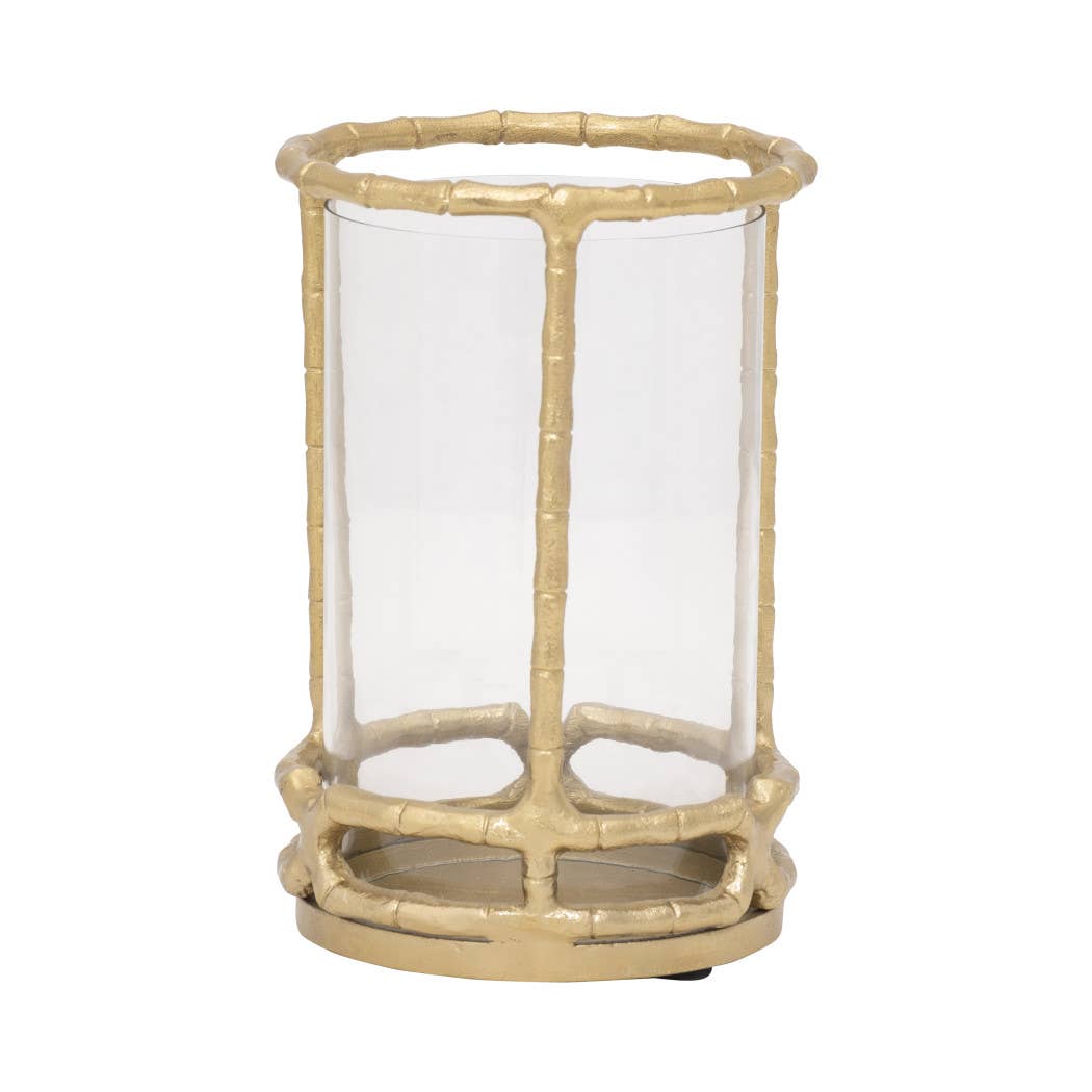 Sagebrook Home - Wholesale Candle Holder - Hurricane Candle Holder - Gold Metal Cylinder Modern, 9 in.6