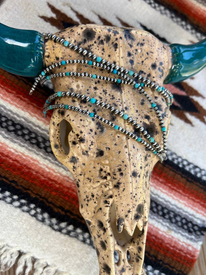 Navajo Pearls Strand w/ Blue Turquoise for wholesale by Desert Darlings Silver