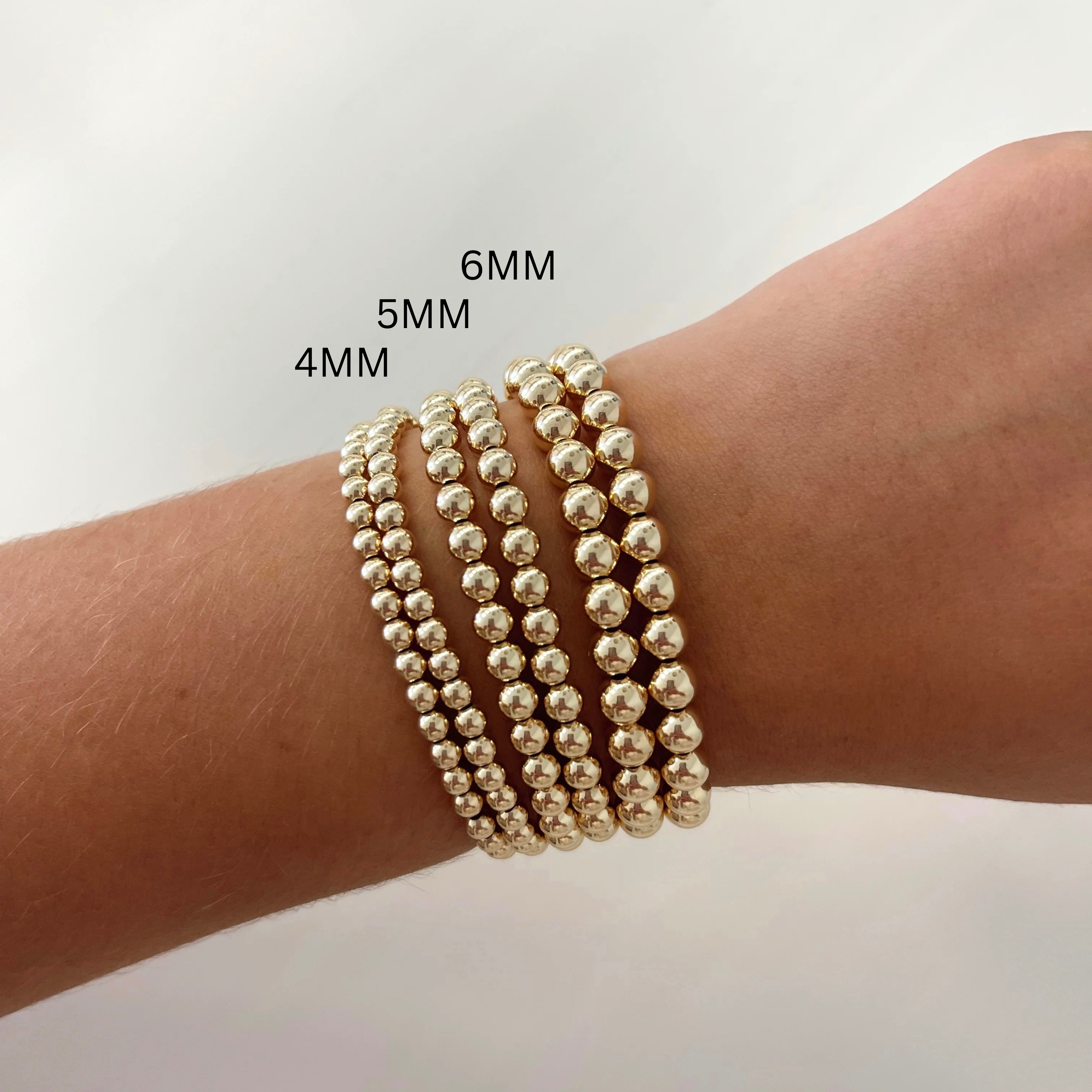 bara boheme - Vente Bracelet de perles - Bracelet classique à perles 5 mm en or rempli4