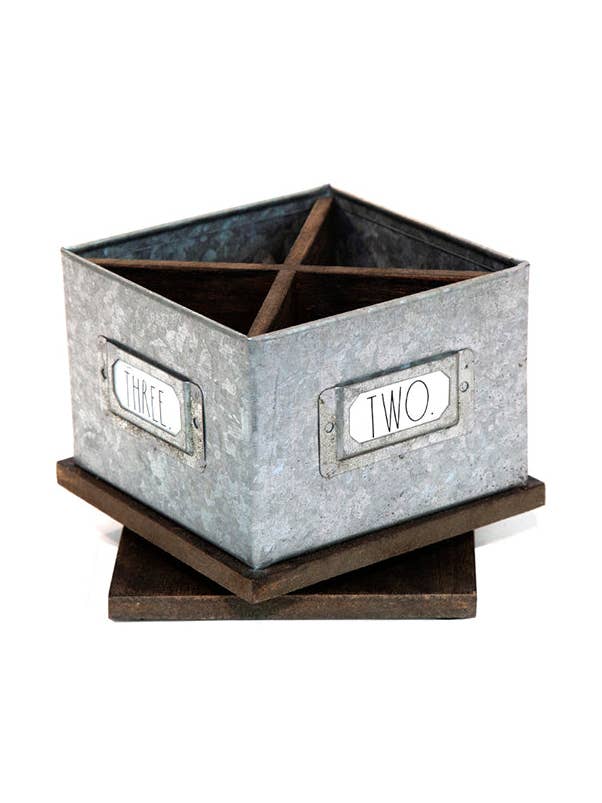 Rae Dunn Galvanized Metal Square-Shaped Pencil Organizer for wholesale by DesignStyles Home
