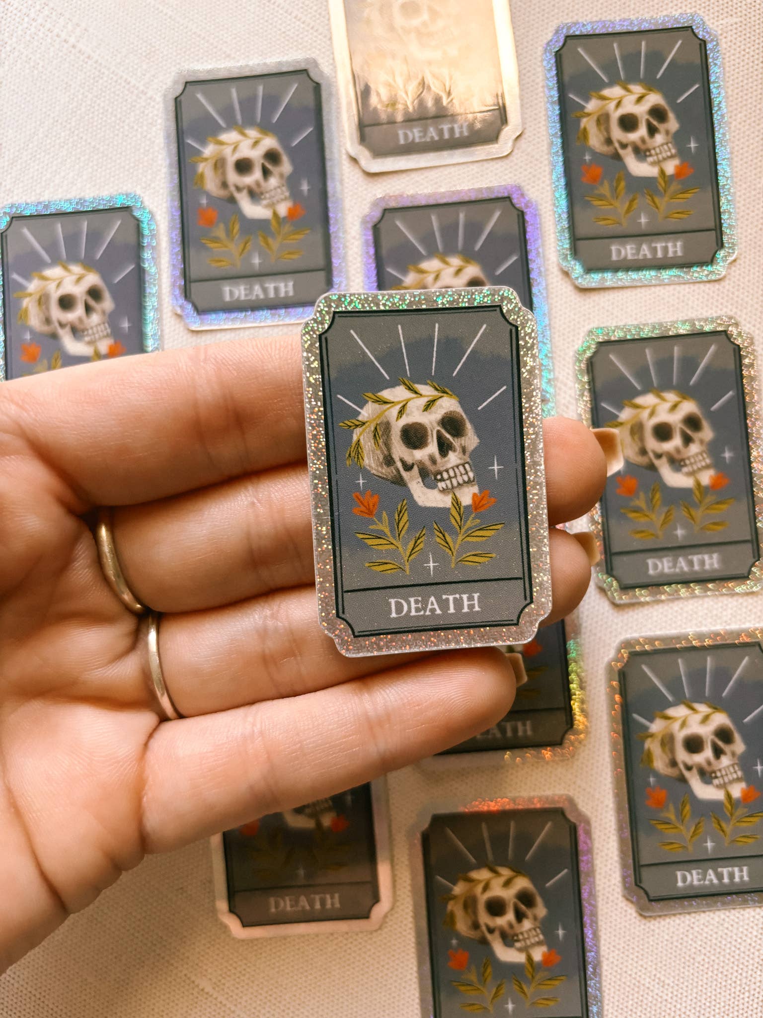 Lantern Print Co. - Wholesale Sticker - Vinyl Sticker: Death Tarot Card - 2" holographic glitter1