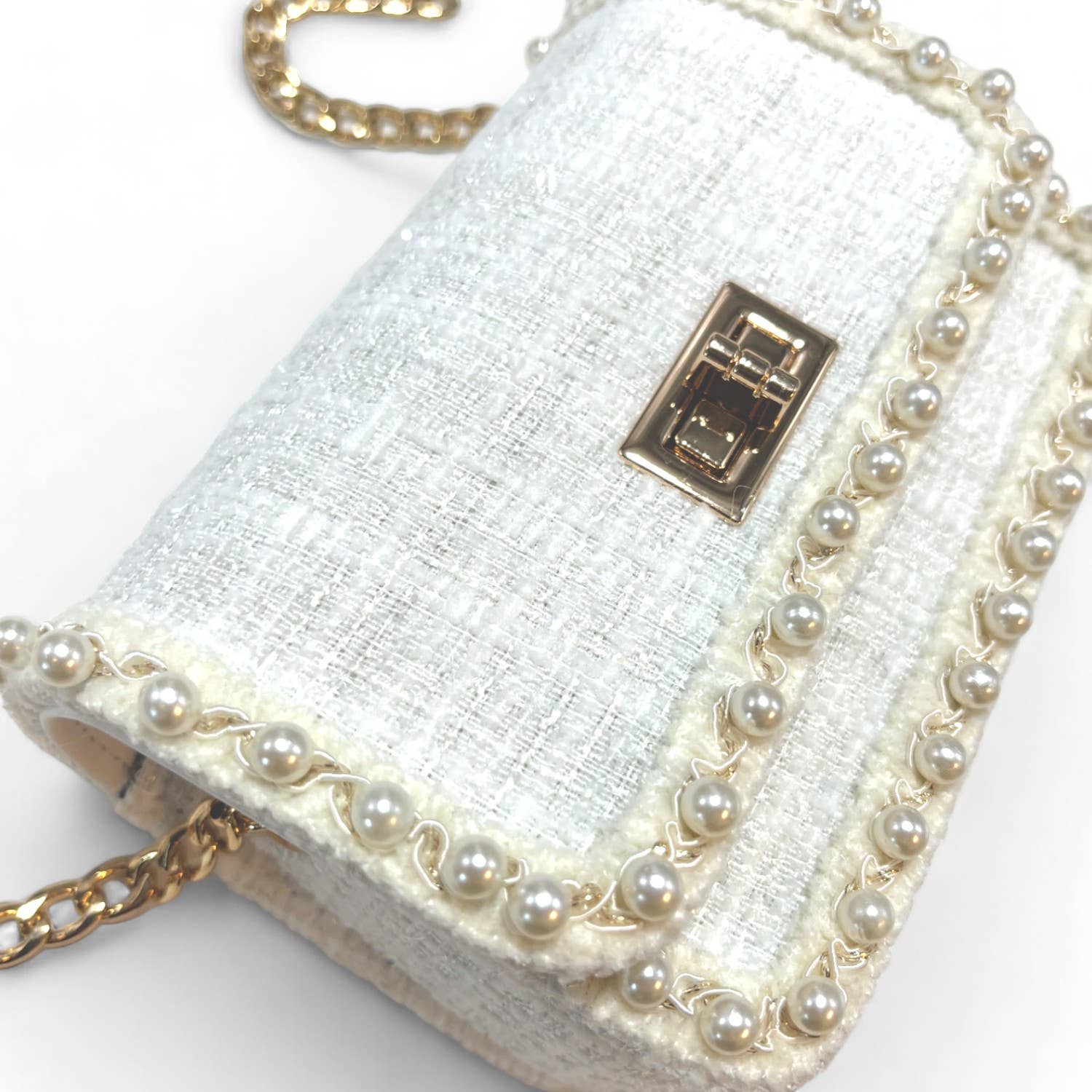 Doe a Dear – wholesale Crossbody-väska – Barn – B1306 Pearl Trim Tweed handväska (2 färger)8