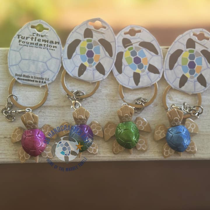 SS handcrafted Art - Wholesale Keychain - Unisex - Marble Turtle Keychain Metallic