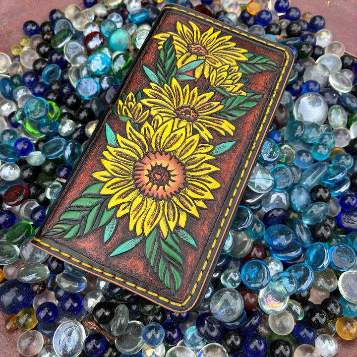 Portefeuille Sunflower pour femme pour la vente par 21Grams Leather Goods