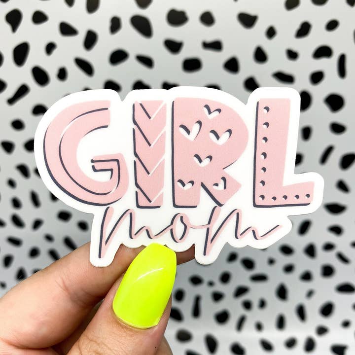 Pige Mor Pink og Hvid Doodle Vinyl Sticker for engroshandel hos Michaela Shailene LLC