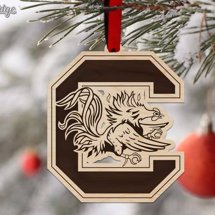 LazerEdge - Wholesale Ornament - University of South Carolina Gamecocks Ornament – Crafted from Cherry and Maple Wood – USC Gamecocks3