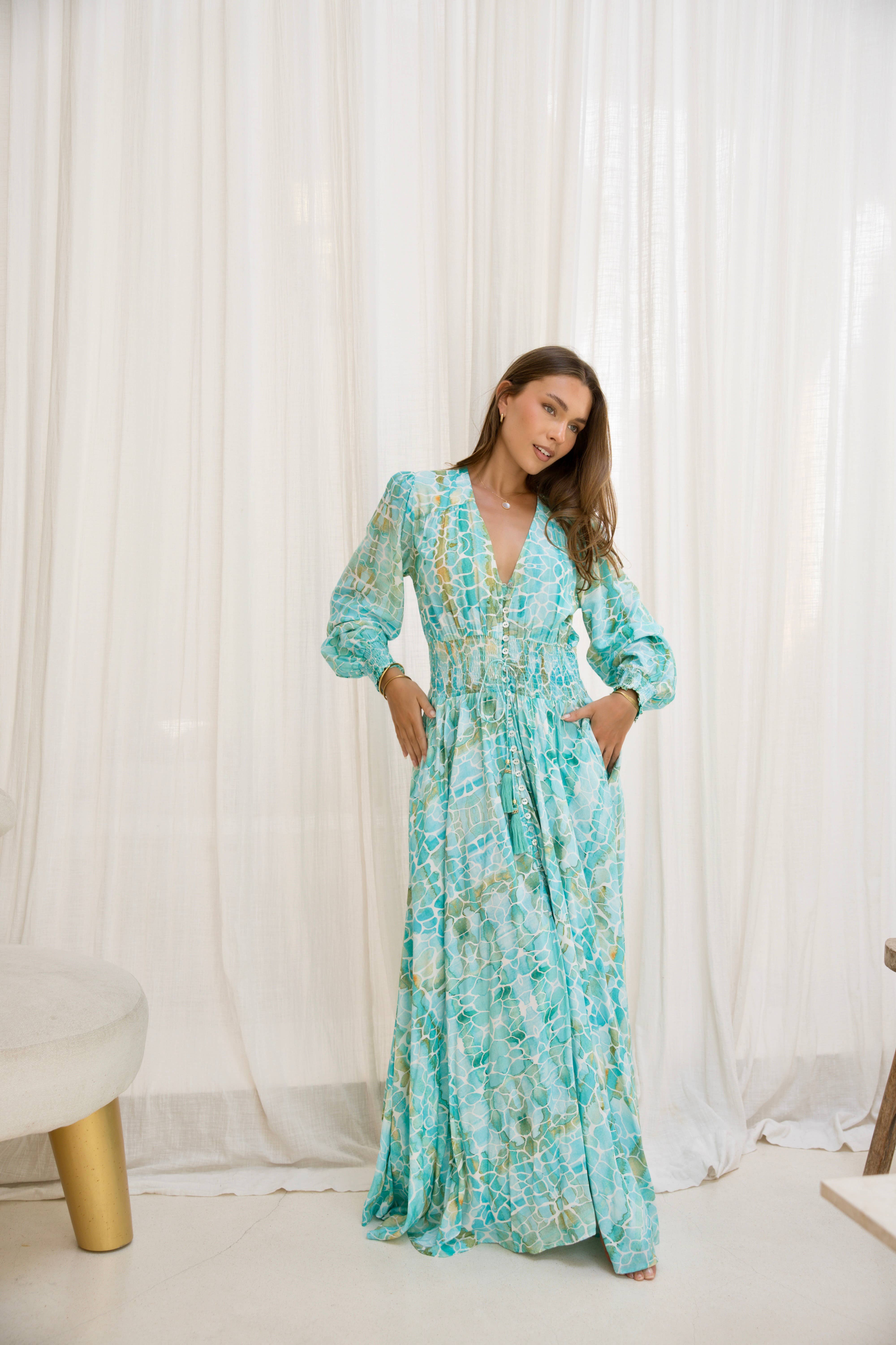 Sophia Alexia - Wholesale Dress - Women's - AQUA PEBBLES ST TROPEZ MAXI DRESS1