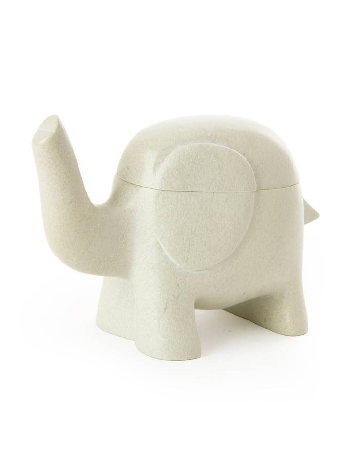 Natural Soapstone Elephant Treasure Box for wholesale by African Modern