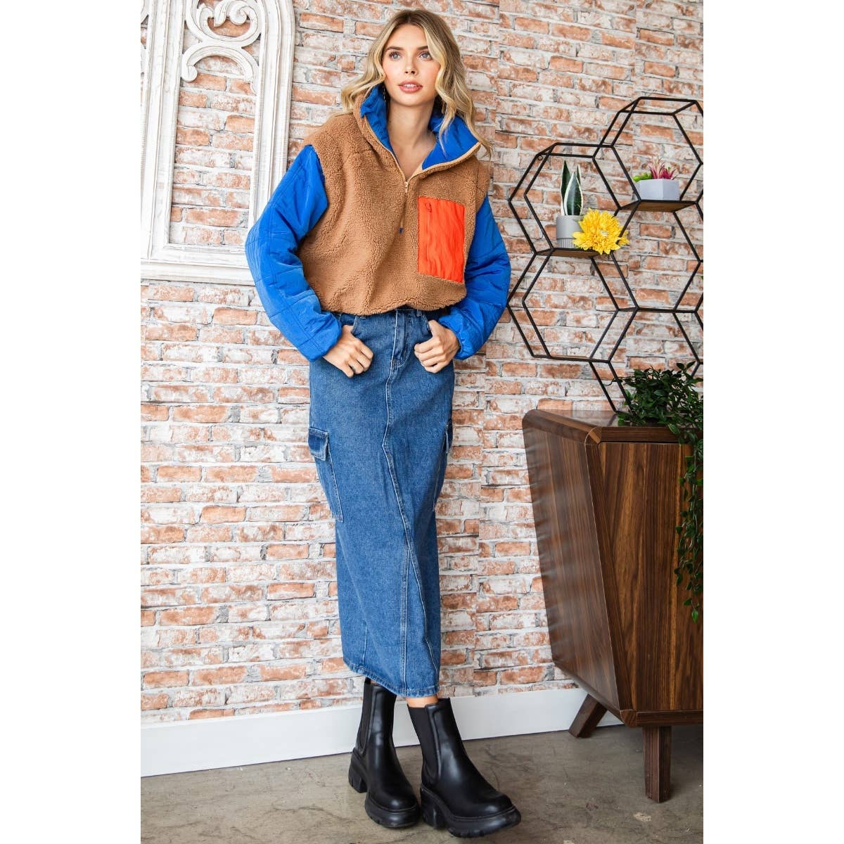 Veveret - Wholesale Jas - Dames - Zachte fleece pullover met gewatteerde pofmouwen14