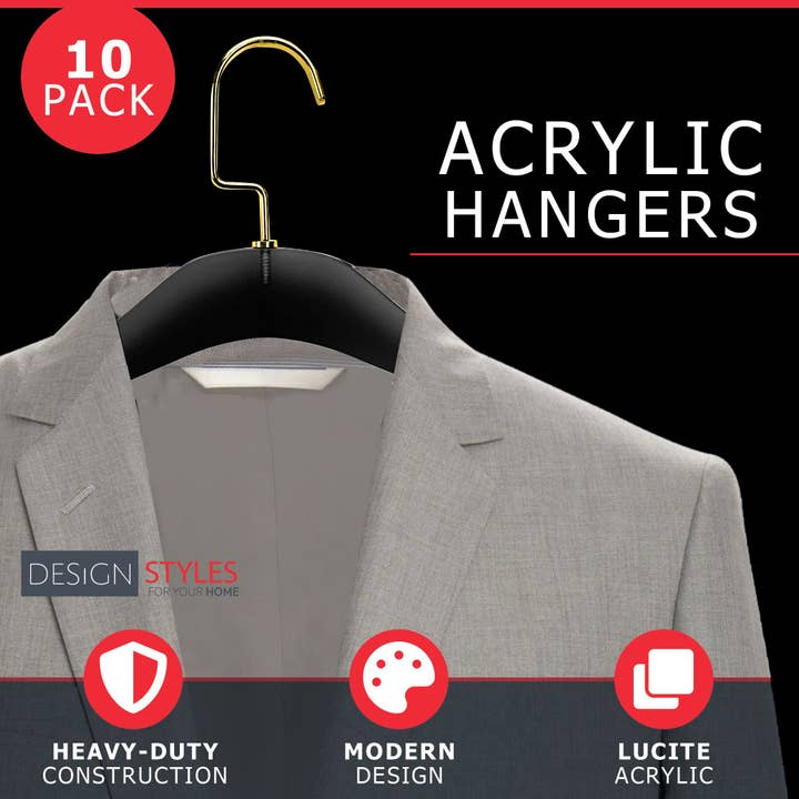 DesignStyles Home - Wholesale Clothes Hangers - Simply Brilliant Pack of 10 Black Frosted Acrylic Hangers2