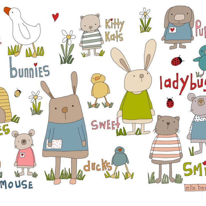 „'Bier, kaniner & kitty katter' lykønskningskort for engroshandel hos Elle Bee Art Studio