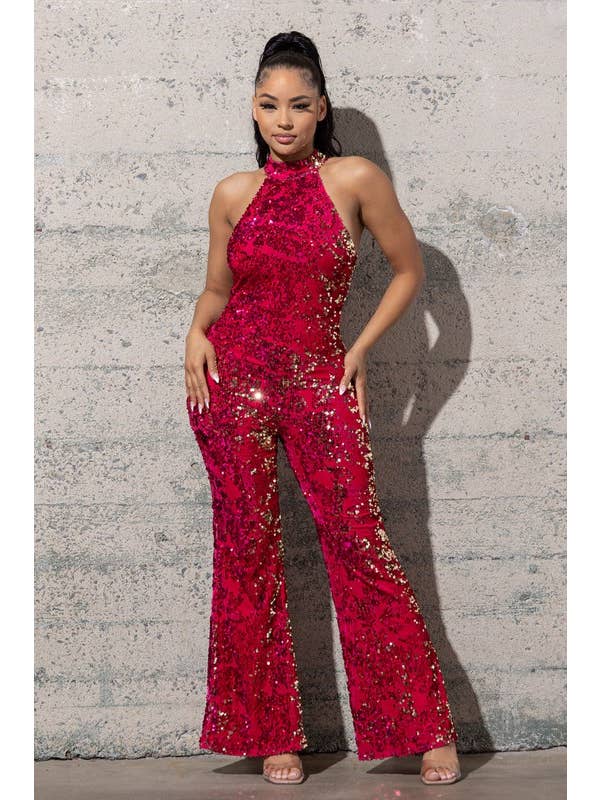 Melrose with Love - Wholesale Jumpsuit - Women's - BELL BOTTOM STRETCHY VELVET SEQUINS JUMPSUIT1