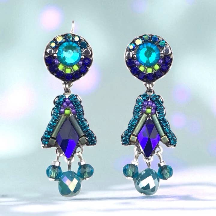 Blue tulip crystal earrings for wholesale by melizijewelry