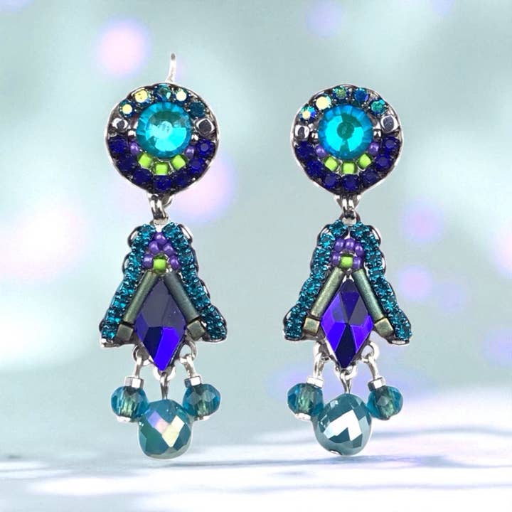 Blue tulip crystal earrings for wholesale by melizijewelry