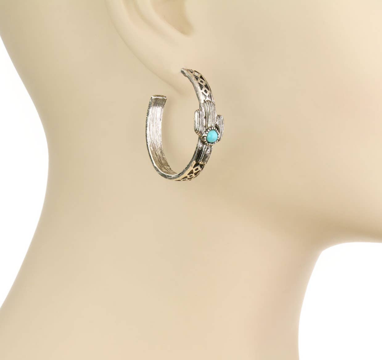 Boho Ranch Shop – wholesale Hoop earrings – Western semi stone hoops - aztec flower cactus studs3