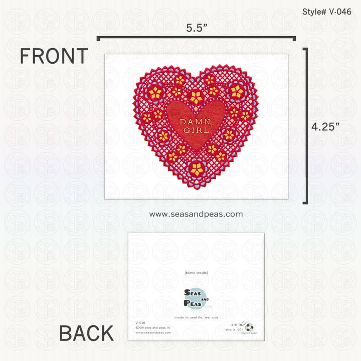 Seas and Peas, LLC - Wholesale Valentine's Day Card - Damn Girl Valentine Card2
